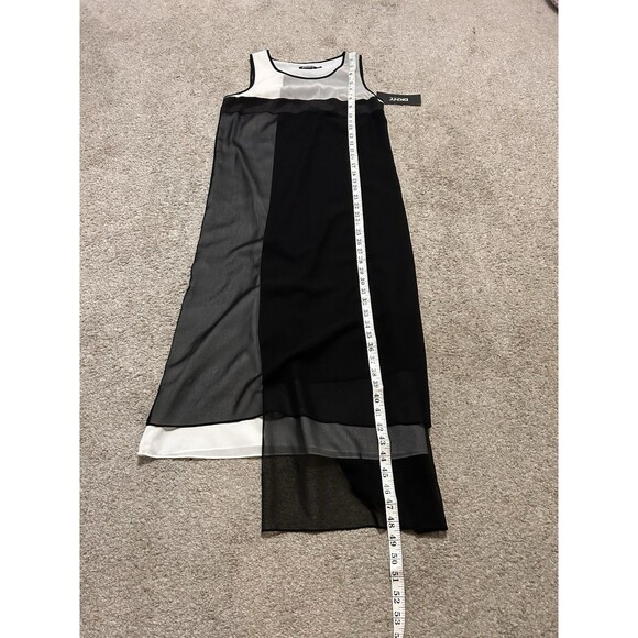 NWT DKNY Women's Dress Black & White Size P Petite A-Line Asymmetric Midi SILK - Picture 8 of 8